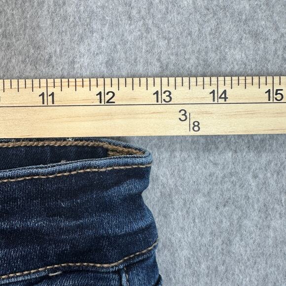 American Eagle Mid-Rise Jeans WMNS 4 Blue Denim Distressed Next Level Stretch - Picture 9 of 12